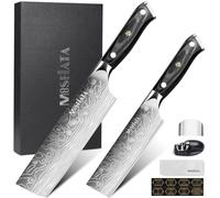 Jeu de couteaux Nakiri, lame de 7 pouces et 5,5 pouces, fabriqués en acier forgé
