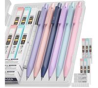 Jeu de crayons de couleur pastel comprenant 6 mines HB et des gommes, avec des tailles de mine de 0,5, 0,7 et 0,9 mm