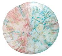 Jeu de deux centres de table ronds en verre, bleu/rose, dimensions 50x50x6,5 cm
