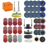 Jeu de disques abrasifs, 270 pièces, diamètre 5,1 cm, grains 36-3000, avec axes pour perceuse et meuleuse