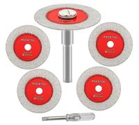 Jeu de disques de coupe diamanté : 5 disques de 40 mm pour découper le verre, avec 1 tige de 6 mm, pour verre, marbre et carrelage