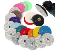 Jeu de disques de polissage diamantés, 14 pièces, 100 mm, filetage M14, avec support en caoutchouc et feutre de laine, pour granit, béton, carrelage, pierre, grains 50-8000