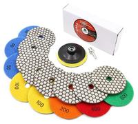 Jeu de disques de polissage diamantés de 100 mm, modèles #50, 3/100, 200, 400 et 800, pour granit, pierre, béton et marbre, avec plaque de support M14