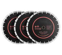 Jeu de disques de tronçonnage diamantés - 3 disques de 306 mm - Alésage de 25,4 mm - Hauteur des segments : 13 mm - Pour béton, maçonnerie, pierre - Coupe à sec et à l'eau - Vitesse maximale : 6000 tr