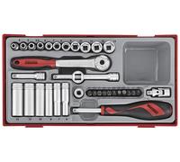 Jeu de douille TT1 tray 1/4 4-13mm Plat- PH- PZ- TPX- hex 35 pièces 6 pans Teng Tools TT1435