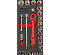 Jeu de douilles 1/2 10-32 mm 26 pièces module en mousse pour servante d'atelier MW Tools MWD1226