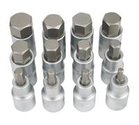 Jeu de douilles 1/2", douilles hexagonales, acier au chrome vanadium, kit métrique 12 pièces H5-H22 pour réparation automobile, entretien de machines