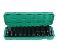 Jeu de Douilles à Choc 1/2" 15PC Acier Jeu de Douilles à Choc(A) | Acier haute teneur, traitement thermique, robustesse maximale, usage intensif garage