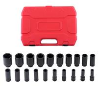 Jeu de douilles à choc 1/2" 20 pièces CR-V 10-38 mm pour garages automobiles et services de pneumatiques