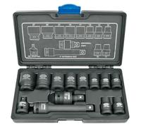 Jeu de douilles à choc 1/2, Coffret 13 pièces, 10-27mm, Cr-Mo