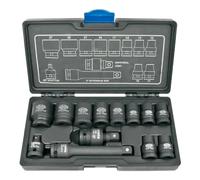 Jeu de douilles à choc 1/2, Coffret 13 pièces, 10-27mm, Cr-Mo