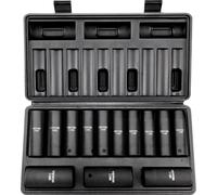 Jeu de douilles à choc 1/2", jeu de 13 douilles profondes métriques 10-24 mm, acier allié CR-V 6 points pour la réparation automobile, marquages de taille faciles à lire, construction robuste, coffret