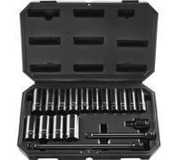 Jeu de douilles à choc 18 pièces, 6 pans, embout 3/8", coffret à outils à cliquet