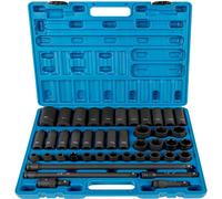 Jeu de douilles à choc VEVOR 1/2 pouce, jeu de 43 douilles à choc, assortiment de douilles standard, jeu de douilles 1/2 pouce, jeux de douilles 6 points, métrique 9-30 mm