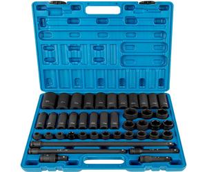 Jeu de douilles à choc VEVOR 1/2 pouce, jeu de 43 douilles à choc, assortiment de douilles standard, jeu de douilles 1/2 pouce, jeux de douilles 6 points, métrique 9-30 mm