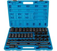 Jeu de douilles à chocs 1/2"" - DUOKU - 43 pièces - Douilles métriques 6 pans 9-30 mm - CR-V - Extensions 76/127/254/381 mm