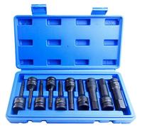 Jeu de douilles à embout pour hocs - à six pans creux - entraînement carré 1,27 cm - H5–H19 - Avec coffret de rangement - Pour le métal