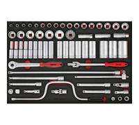 Jeu de douilles et accesoires Foam4x4 tray 1/2 8-36mm 63 pièces Teng Tools TTESK63