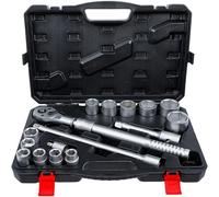Jeu de Douilles avec Cliquet Réversible Extensible 16 pcs - 19 à 50 mm, 20 mm (3/4) - Acier Résistant, Précision et Po - D-Work