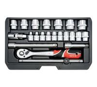 Jeu de Douilles avec Cliquet - Yato - YT-38561 - 22 Pièces - Acier au Chrome Vanadium - 3/8