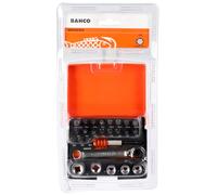 Jeu de douilles Bahco 1/4" pour vis à fente, Phillips, Pozidriv, TORX et à six pans creux - 26 pièces, emballage en libre-service