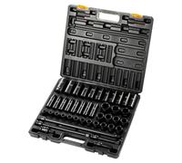 Jeu de douilles de 1/2 pouce - Ensemble métrique de 43 pièces - Douilles à 6 pans - Acier CR-V - Pour camions et camping-cars