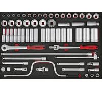 Jeu de douilles et accesoires Foam4x4 tray 1/2 8-36mm 63 pièces Teng Tools TTESK63