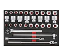 Jeu de douilles et accesoires Foam4x4 tray 3/4 19-50mm 32 pièces Teng Tools TTESK32