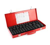 Jeu de douilles hexagonales 1/2" 35 pièces en acier chrome vanadium | Pour hocs, jeu complet 35 pièces, profondes et courtes, acier Cr-V antirouille, coffret métal inclus