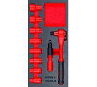 Jeu de douilles isolées 1/2 10-24 mm EV véhicules électriques 10 pièces module en mousse pour servante d'atelier MW Tools MWED1210