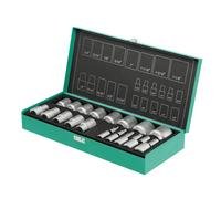 Jeu de douilles pouce 1/4 & 1/2 pouces 24 pièces par WIESEMANN 1893 - Jeu d'écrous dans les tailles 5/32"-9/16" - De la série ENCORE - Avec une mallette pratique - 81512