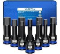 Jeu de douilles pour hocs, entraînement 1/2", 10 pièces, clés hexagonales de 5 à 19 mm, en acier 42CRMO, avec boîte de rangement
