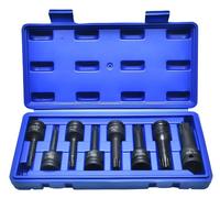Jeu de douilles Torx - Emmanchement carré de 1,27 cm - 8 pièces - Douilles de T30 à T80 - Acier au chrome-vanadium - Boîte de rangement - Rose