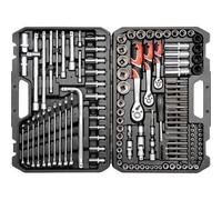 Yato Coffret à outils YT-38872 – 128 pièces, douilles 1/2", 3/8", 1/4", acier
