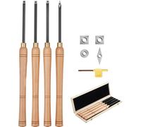 Jeu de fers à tourner VEVOR, 4 pièces, couteaux à tourner dans un coffret en bois, jeu d'outils pour tourner le bois, outil à tourner le bois avec inserts diamantés, ronds et carrés en métal dur, dure
