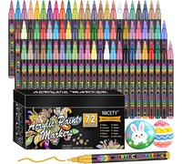 Jeu de feutres à peinture acrylique - Marqueurs de peinture - Art et artisanat - Pointe extra fine - 72 couleurs - Multicolore