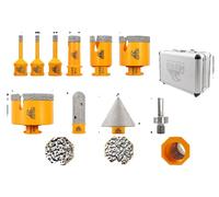 Jeu de forets à carottage, en matériau diamanté, comprenant plusieurs tailles, 10 pièces, coffret, filetage M14