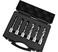 Jeu de forets carrés HSS SucceBuy avec queue Weldon, 6 pièces, diamètre de coupe 6,35-14,28 mm, profondeur de coupe 50,8 mm, coffret en plastique inclus, adapté aux perceuses magnétiques et aux matéri