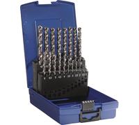 Jeu de forets hélicoïdaux DIN 338, type TFL, diamètre nominal 1-10 x 0,5 mm, HSS-Co5, nitruration de surface, 19 pièces, coffret en plastique
