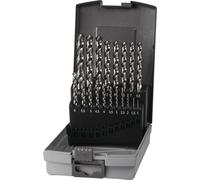 Jeu de forets hélicoïdaux DIN 338, type UNI, diamètre nominal 1-10 x 0,5 mm, HSS-Co, 19 pièces, coffret en plastique