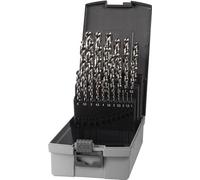 Jeu de forets hélicoïdaux DIN 338, type UNI, diamètre nominal 1-13 x 0,5 mm, HSS-Co, 25 pièces, coffret en plastique