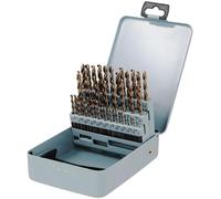 Jeu de forets hélicoïdaux - HSS M35 au cobalt - 51 pièces - 1–6 mm - Pour le métal, l'acier inoxydable et le bois - Marron