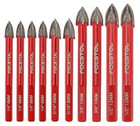 Jeu de forets pour carrelage, 10 pièces, en carbure de tungstène, avec tige triangulaire, pour bois, plastique, maçonnerie, céramique, béton, marbre (6 mm, 8 mm, 10 mm, 12 mm)