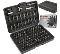 Jeu de forets pour visseuse | 100 pièces | embouts plats, carrés, hexagonaux, torx, spline, en croix, étoile, fourchette, adaptateurs 1/4" | avec mallette