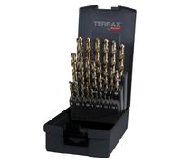 Jeu de forets spirales DIN 338 type N en acier HSSE-Co5, 25 pièces, présenté dans un coffret en plastique