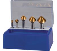 Jeu de fraises coniques DIN 335C 90 degrés 6,3-25 mm HSS TiN 5 pièces coffret plastique TECWERK