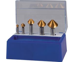 Jeu de fraises coniques DIN 335C 90 degrés 6,3-25 mm HSS TiN 5 pièces coffret plastique TECWERK