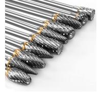 Jeu de Fraises en Carbure Compatible avec Dremel,10 Pièces Fraises Metal avec Tige de 1/8” Pour Bricolage, Polissage métaux, Gravure
