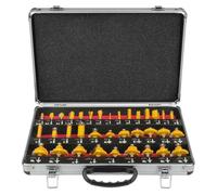 Jeu de fraises pour toupie, 35 pièces, arbre de 8 mm, outils de travail du bois, coffret en aluminium