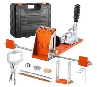 Jeu de gabarits pour perçage de mortaises - Gabarit de perçage pour assemblages en bois - Réglable de 12,7 à 38,1 mm - Livré avec une mallette et une pince en C - Inclut une mèche à paliers et une aut